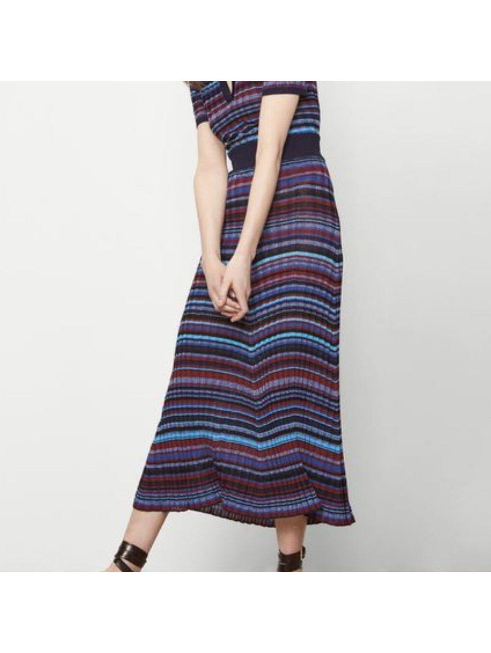 Maje Jacquard Knit Metallic Long Skirt